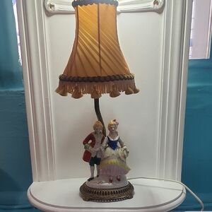 Vintage Figurine Table Lamp /Antique Porcelain /Ceramic, Victorian Couple .